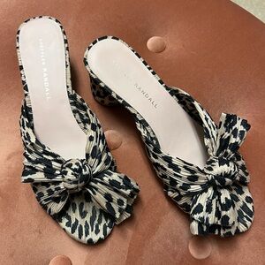 Emilia pleated knot mules in leopard- size 7.5